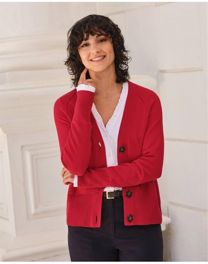 Relaxed Cashmere V Neck Cardigan